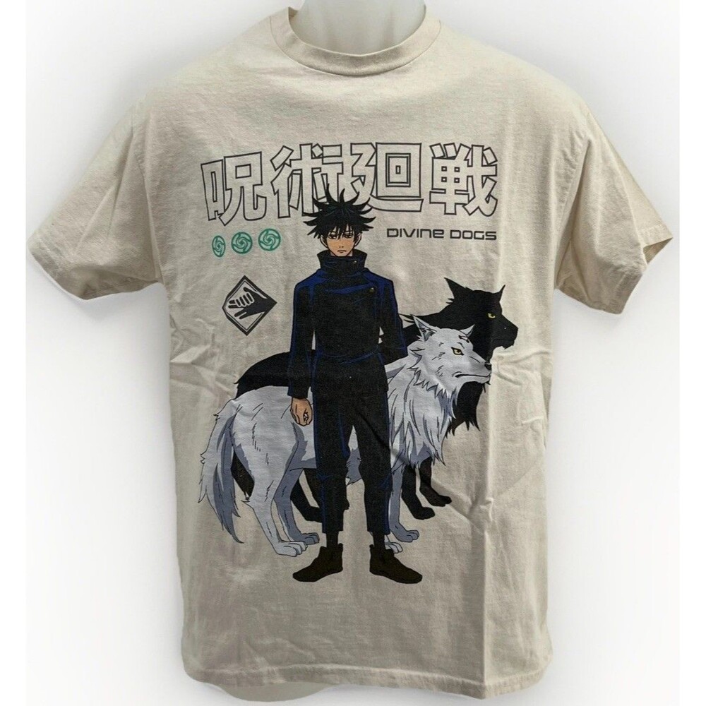 Episode x Jujutsu Kaisen Megumi Divine Dogs Natural T-Shirt M Anime Streetwear